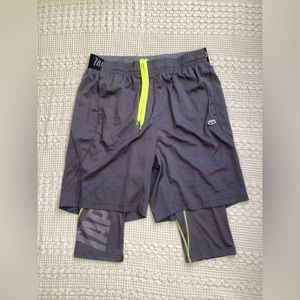 Mens TapOut 2 in 1 Athletic Shorts Gray Reflective Large